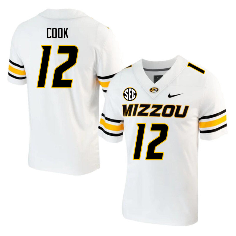 Men #12 Brady Cook Missouri Tigers College 2023 Football Stitched Jerseys Sale-White
